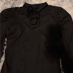 Shein Goth Bodysuit with Velvet Tie